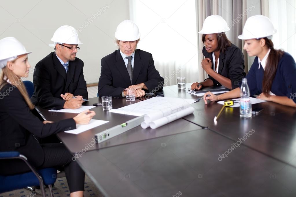 Group of engineers working together