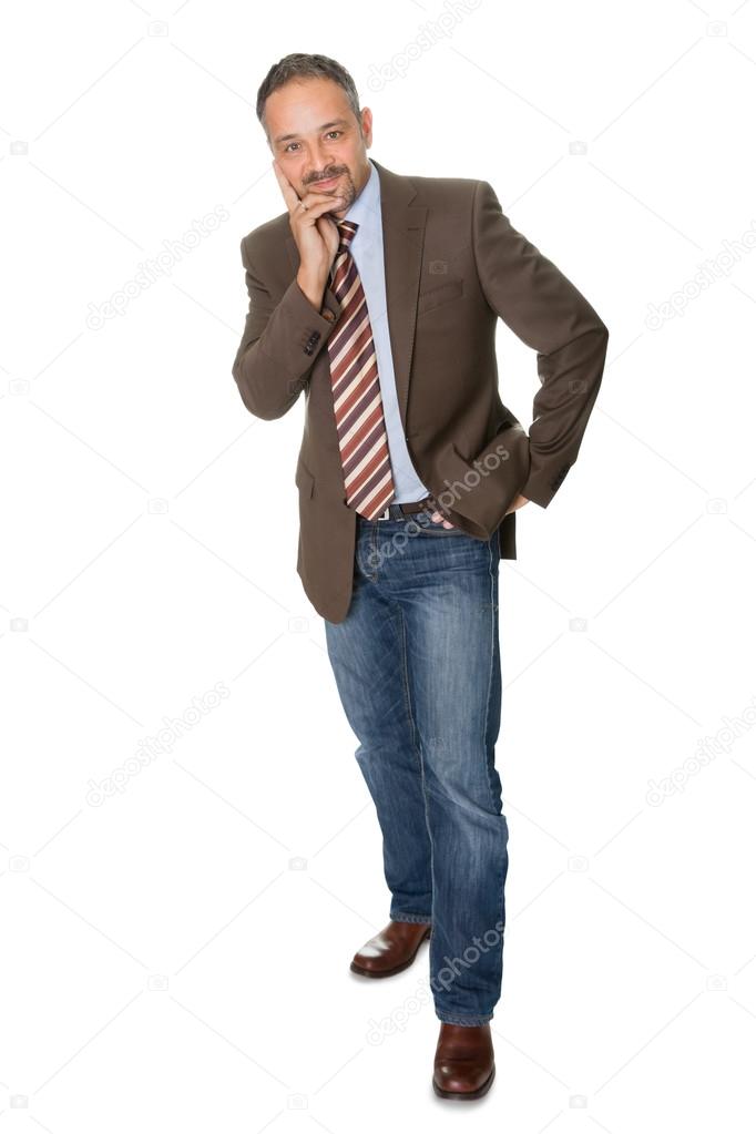 Businessman posing isolated on white background