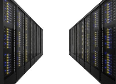 Two lines of server racks clipart