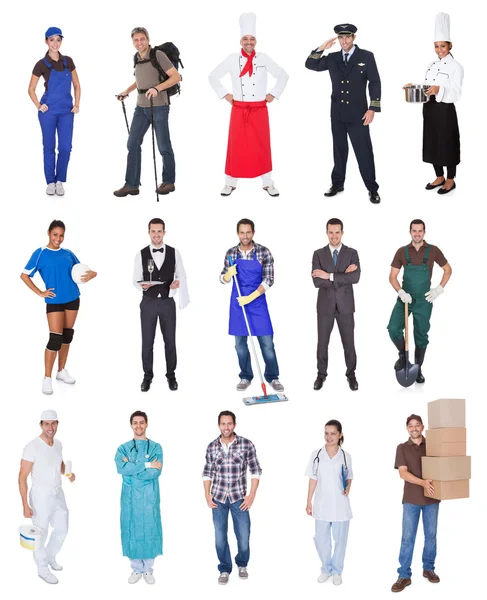 Professionele werknemers, zakenman, koks, artsen, — Stockfoto