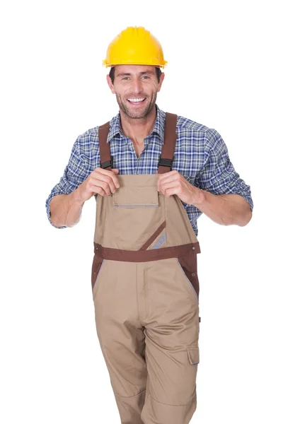 Retrato del trabajador de la construcción feliz — Foto de Stock