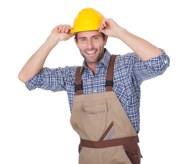 Portrét šťastný stavební dělník — Stock fotografie