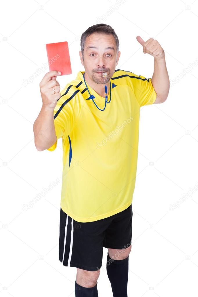 Soccer Referee Showing Red Card