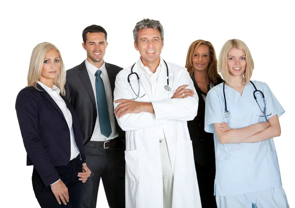 Group of workers on white background — Stock Photo, Image