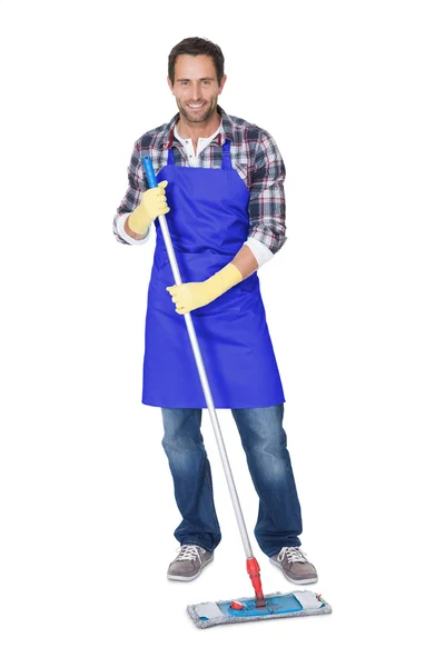 Portrait of a man cleaning floor — Stock Photo, Image