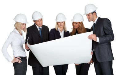 blueprint tartışırken Mimarlar grubu