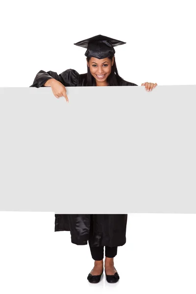 Graduate Woman Holding Placard — Stock Photo, Image