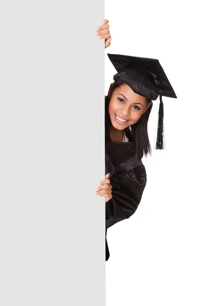 Graduate Woman Holding Placard — Stock Photo, Image