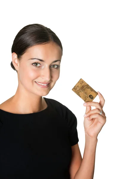 Pretty young woman with a credit card — Stock Photo, Image