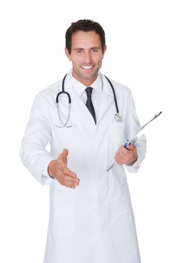 el sıkışma sunan samimi doktor portresi