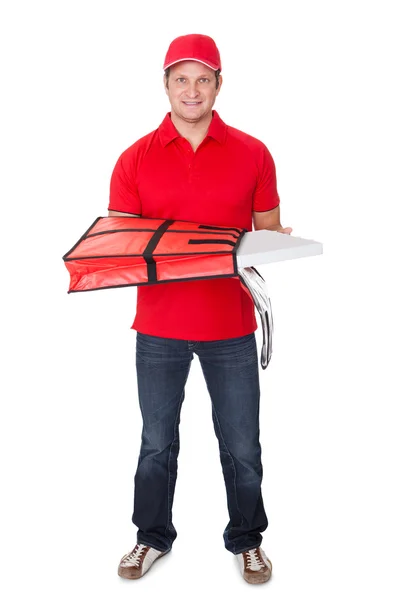 Portret van pizza delivery guy — Stockfoto