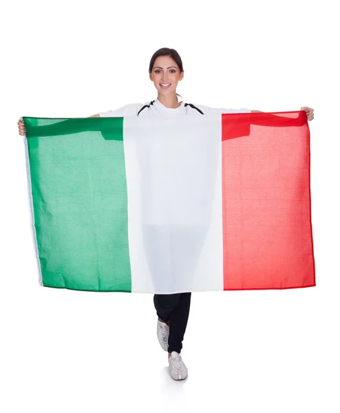 有吸引力的女人显示意大利国旗的 — 图库照片