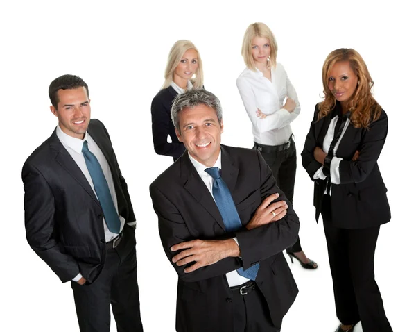 Selbstbewusster Unternehmensführer mit seinem Team — Stockfoto