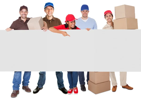 Group of delivery presenting banner — Stock Photo, Image