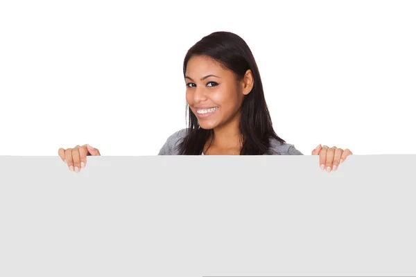 Young Woman Holding Placard — Stock Photo, Image
