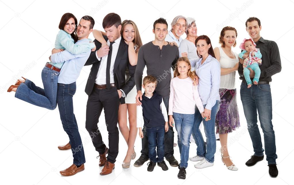 Several families with kids and couples