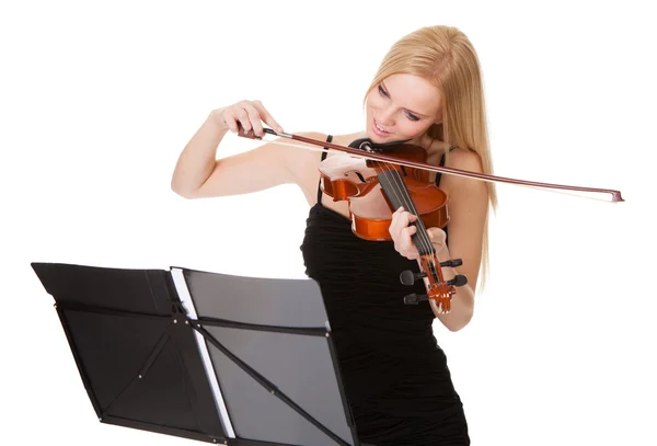 Beautiful young woman playing violin — Stock Photo, Image