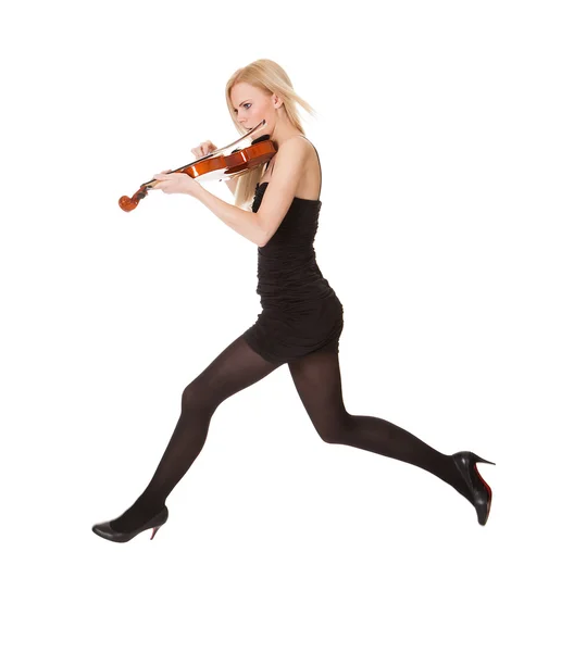 Krásná mladá žena hospodářství housle — Stock fotografie
