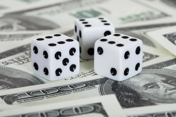 Playing dices and american dollars — Stock Photo, Image