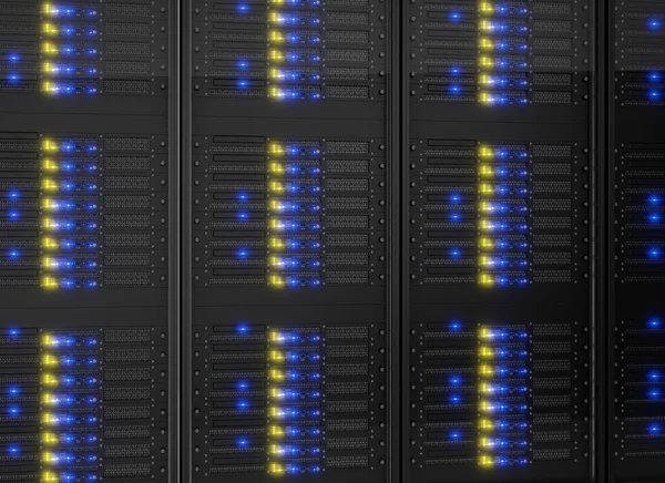 Close-up em racks de servidor — Fotografia de Stock