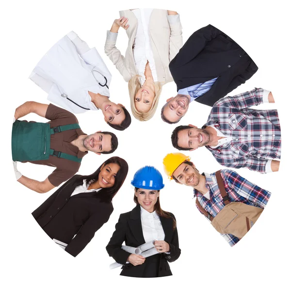 Low angle view of diverse professional group — Stock Photo, Image