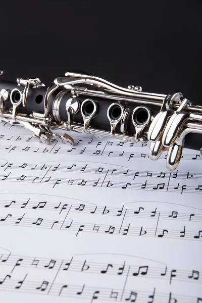 Clarinete y nota musical — Foto de Stock