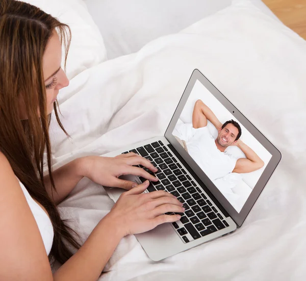 Young Woman Video Chatting — Stock Photo, Image