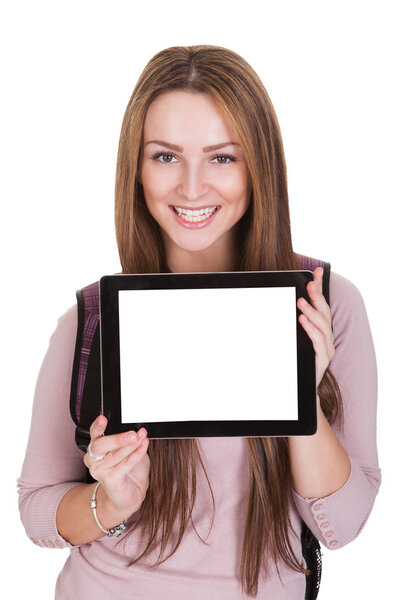 Female Student Holding Digital Tablet