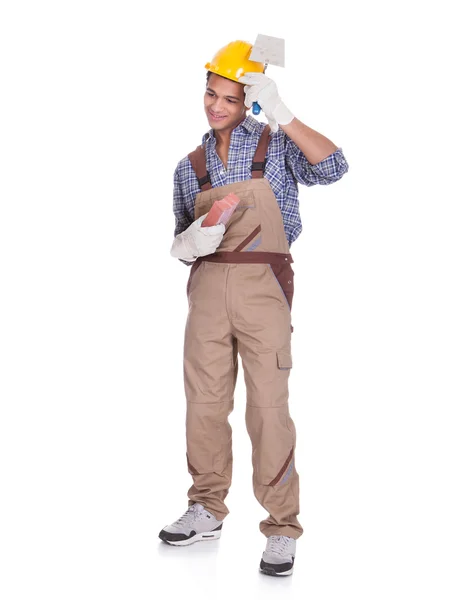 Portrait of smiling bricklayer — Stock Photo, Image