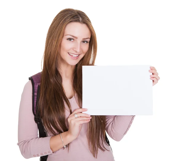 Young Female Student Holding Placard — Stock Photo, Image