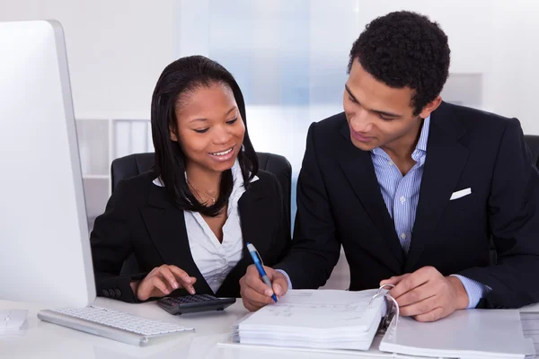 Two Business Doing Finance Work — Stock Photo, Image