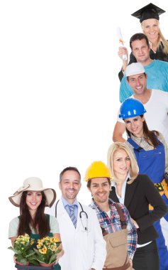 Group of representing diverse professions clipart