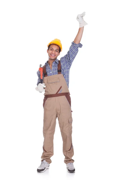 Emocionado trabajador de la construcción — Foto de Stock