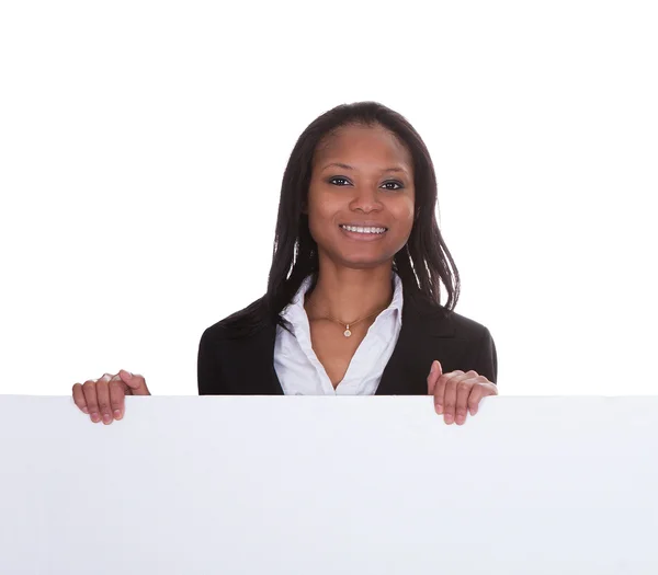 Business Woman Holding Placard — Stock Photo, Image