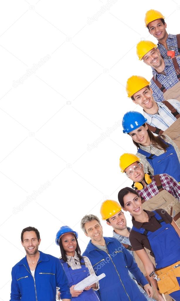 Portrait of happy industrial workers