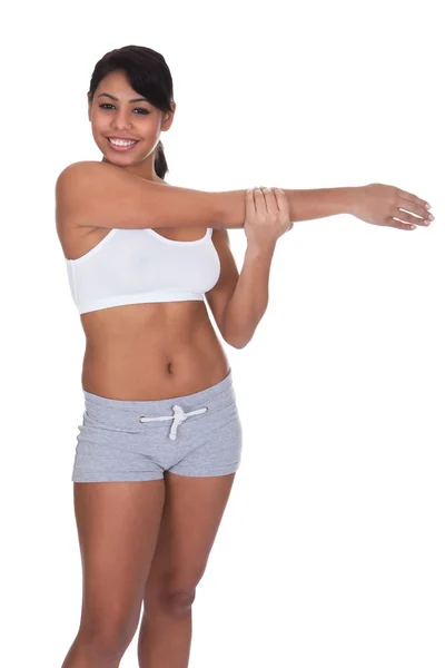 운동 하는 젊은 행복 한 여자 — 스톡 사진