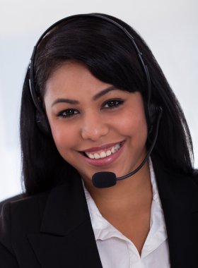 Happy Female Customer Representative clipart