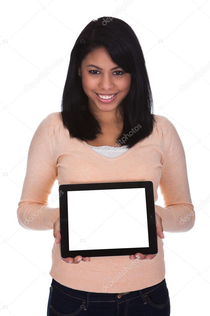 Young Woman Holding Digital Tablet