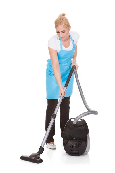 Portrait Of Woman Holding Vacuum Cleaner — Stock Photo, Image