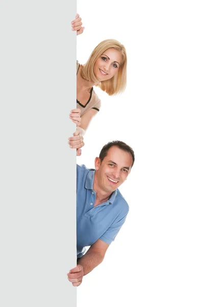 Friends Holding Blank Placard — Stock Photo, Image