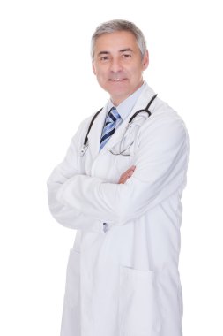 mutlu olgun erkek doktor portresi