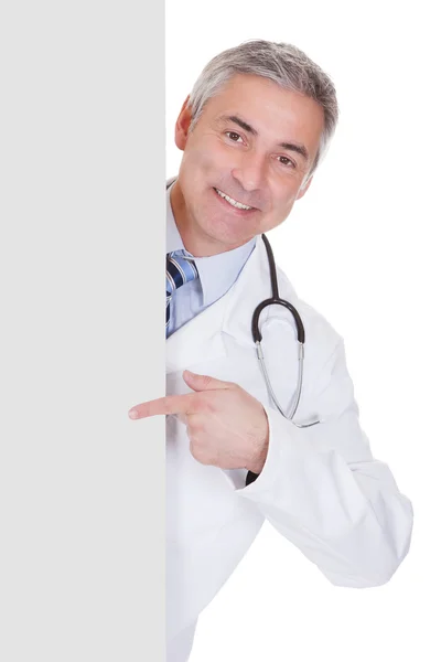 Portrait Of Male Doctor Holding Placard — Stock Photo, Image