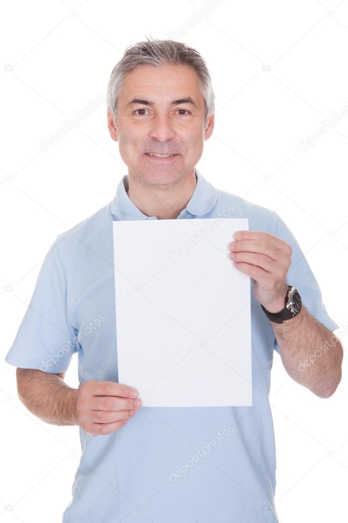 Man Holding Blank Paper