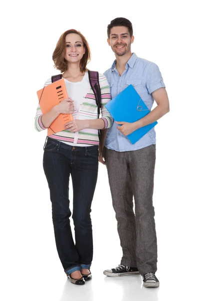 Dois College Student Segurando Pasta — Fotografia de Stock