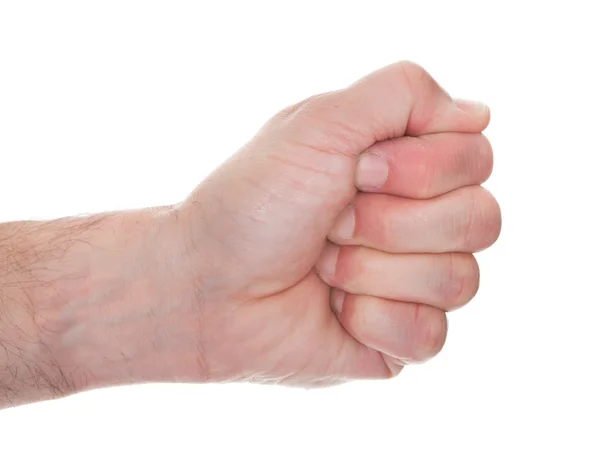 Primer plano de la mano del hombre apretando su puño — Foto de Stock