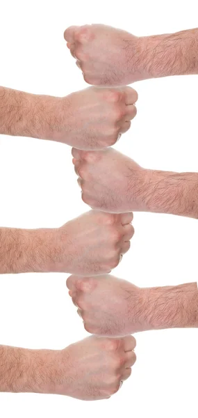 Close-up van menselijke vuist op elkaar stapelen — Stockfoto