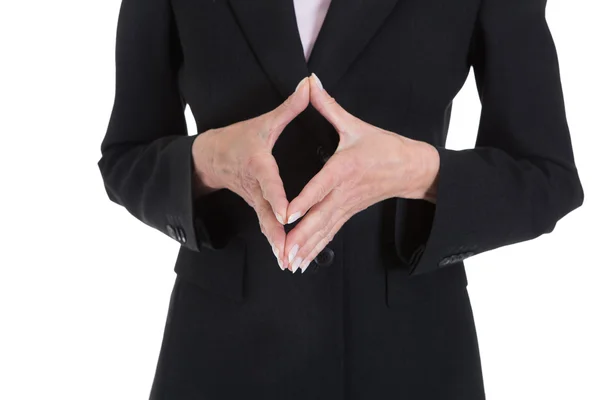 Nahaufnahme der Händchen gestikulierenden Geschäftsfrau — Stockfoto