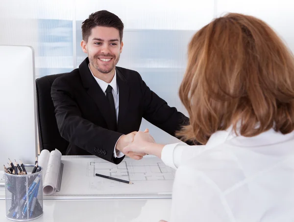 Portrait of two architects working in office — Stock Photo, Image