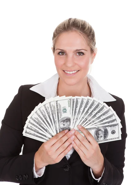 Businesswoman Holding Us Dollar Note — Stock Photo, Image