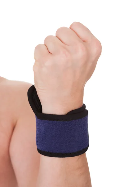 Close Up Of Man Wearing Wrist Brace — Stock Photo, Image